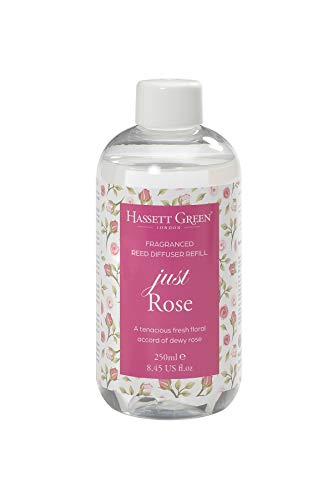 Hassett Green London - Just Rose - Duftöl Nachfüllung für Raumduft mit Rattan- oder Faserstäbchen - 250ml Flasche für langanhaltenden, floralen Rosenduft in Ihrem Zuhause von Hassett Green London