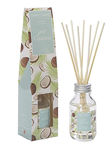 Nur Kokosnuss Duftöl Reed Diffusor 100ml - Lang Haltend Heim Innen Duft - Mit 8 Rattan Röhricht von Hassett Green London