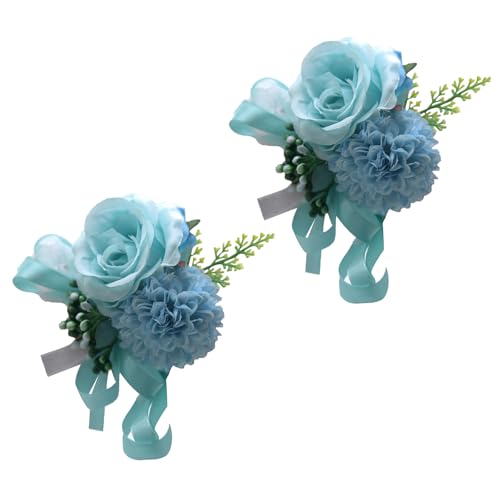 Hattba 2 x Handgelenk-Corsagen für Mutter der Braut und des Bräutigams, Rosen-Ansteckblume für Braut- und Brautjungfern-Korsagen für Abschlussbälle von Hattba