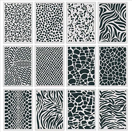 Multifunktionale Malschablonen, Tierdruck, flexibel, für Möbel, Wand, Boden, Stoff, Kunstprojekt, 12 Stück Multifunktionale Malschablonen, Tierdruck, flexibel, für Möbel, Wand, Boden, Stoff, Kunstprojekt, 12 Stück von Hattba