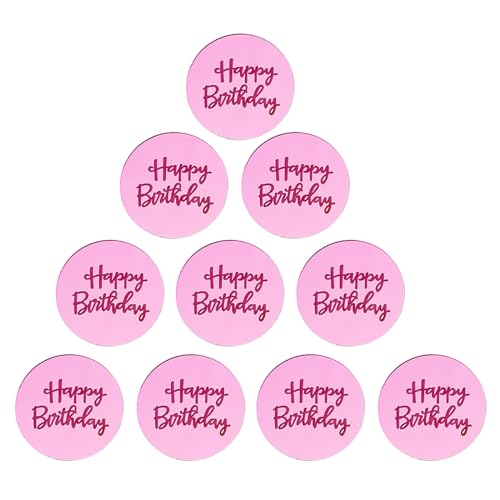 Tortenaufsätze, rund, mit Gravur, "Happy Birthday", Acryl, Cupcake-Topper, Kuchendekoration, Partyzubehör, 10 Stück von Hattba