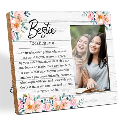 Bestie Definition Holz-Bilderrahmen, "Best Friend", inspirierende Zitate, Fotorahmen, Geschenk, Geburtstagsgeschenke für Schwester, Heimwand- und Tischdekoration, Bilderrahmen (10,2 x 15,2 cm) von Hatzelou