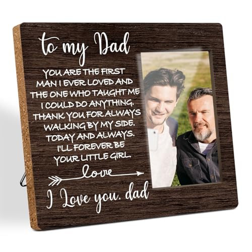 Hatzelou Bilderrahmen aus Holz, Aufschrift "Best Dad", "To my Dad", Papa-Geschenke von Sohn, Tochter, Papa-Geschenke für Vater, Bauernhaus, Wohnzimmer, Schlafzimmer, Dekoration (10,2 x 15,2 cm Foto) von Hatzelou