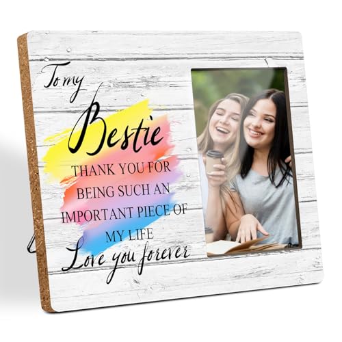 Holz-Bilderrahmen mit Aufschrift "To my Bestie", "Best Friend", Dankeschön-Bilderrahmen, Geschenke für beste Schwester, Geburtstagsgeschenke für Bestie, Wand- und Tischdekoration, Bilderrahmen (10,2 x von Hatzelou