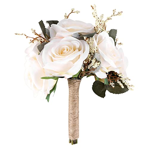 Haudang Braut SträUßE für Hochzeit, KüNstliche Rose Blumen Strauß Braut Brautjungfer Halten Blume, Blumen MäDchen Blumen Strauß von Haudang