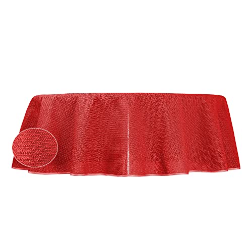 Gartentischdecke Outdoor 140 cm rund Rot wetterfest wasserabweisend rutschfest abwischbar PVC Weichschaum Tischdecke für Garten Balkon Camping von Haus und Deko