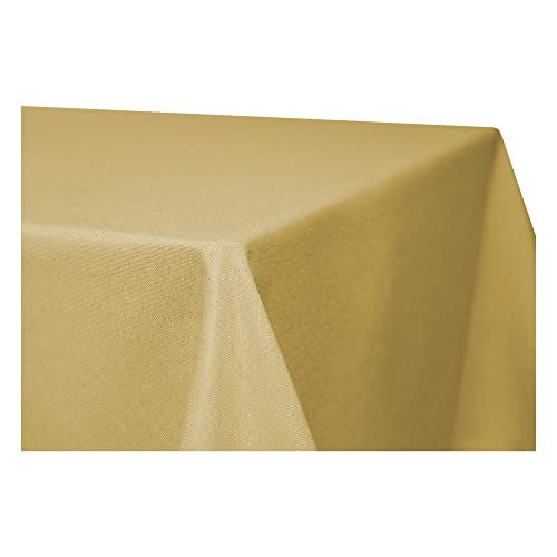 Tischdecke 90 x 90 cm rechteckig Gelb Leinenoptik Lotuseffekt Tischwäsche Wasserabweisend Tischtuch Fleckenabweisend Bügelfrei Abwischbar Waschbar Innen und Außen Perleffekt von Haus und Deko