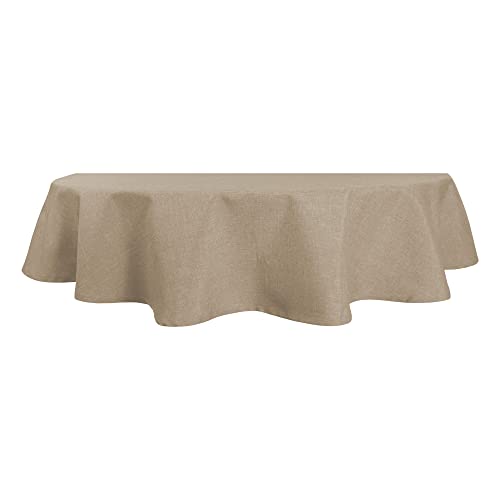 Tischdecke oval Leinenoptik 135x180 cm Beige Lotuseffekt Tischwäsche Wasserabweisend Tischtuch Fleckenabweisend Bügelfrei Abwischbar Waschbar Innen und Außen Perleffekt von Haus und Deko