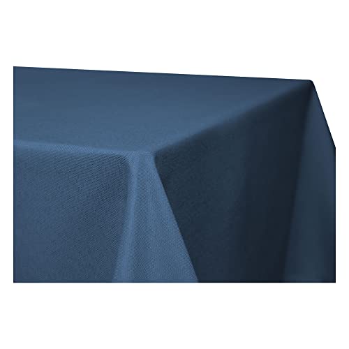 Tischdecke rechteckig Leinenoptik Lotuseffekt Tischwäsche Wasserabweisend Tischtuch Fleckenabweisend Bügelfrei Abwischbar Waschbar Innen und Außen Perleffekt (130 x 260 cm, blau) von Haus und Deko