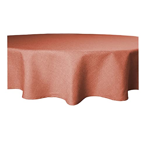 Tischdecke rund 220 cm Ø beschichtet Struktur Leinen-Optik Flecken und Wasser abweisend Lotuseffekt #1224 (Terracotta) von Haus und Deko