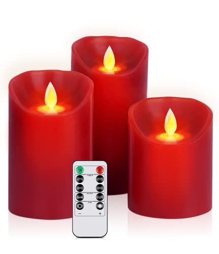 Hausware LED Candles Light 4" 5" 6" 3 Pack Pillar Candles Real Wax Battery Operated Flameless Candles Flickering Electric Fake Candle Sets with Rome and Timer von Hausware