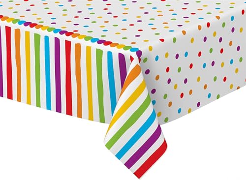 Hava Kolari 3 Stück Einweg Tischdecken, Regenbogen-Theme Party Tischtuch Bunt Plastik Tischdecke für Kinder Mädchen Geburtstag Jubiläum Dekorationen 137 x 274cm von Hava Kolari