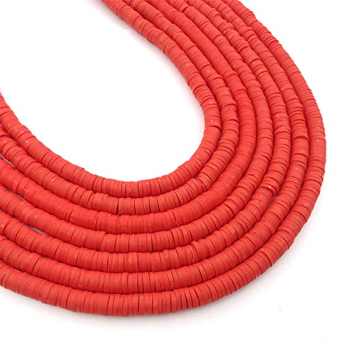 3500 Stücke Clay Perlen, Heishi Perlen 6mm Flache Perlen Tonperlen Bastelset Schmuckherstellungs Sets Für DIY Halskette Charm Armband Geschenk für Kinder Erwachsene (Rot) von Hava Kolari