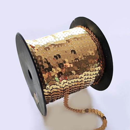 100 Yards 6mm Pailletten Bänder, Paillettenband Paillette Paillette Trim Paillettenband Glitzer Borte Aus Dekoband FüR Diy NäHen KostüMe Handwerk Verzierungen (Champagner Gold) von Hava Kolari