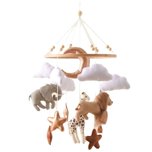 Hava Kolari Babybett Mobile Baby Windspiele, 3D Filz Wildtiere Mobile Baby, Kinder Mobile Bettglocke Anhänger für Babybett Jungen und Mädchen von Hava Kolari