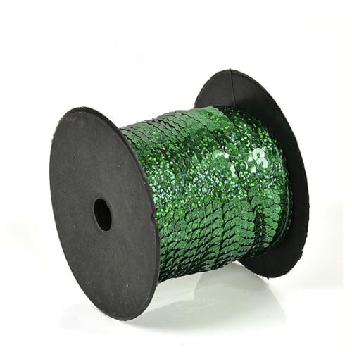 Hava Kolari Pailletten Bänder 90 m Pailletten Band 6 mm Breites Bortenband Glänzende Paillettenbänder für DIY Handwerk Bastelprojekte Tanzbekleidungen Armband Dekorationen (Laser Grasgrün) von Hava Kolari