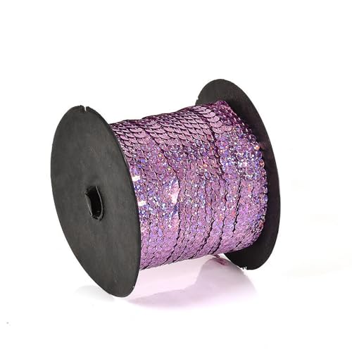 Hava Kolari Pailletten Bänder 90 m Pailletten Band 6 mm Breites Bortenband Glänzende Paillettenbänder für DIY Handwerk Bastelprojekte Tanzbekleidungen Armband Dekorationen (Laser Rosa) von Hava Kolari