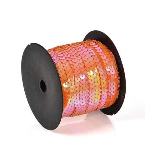 Hava Kolari Pailletten Bänder 90 m Pailletten Band 6 mm Breites Bortenband Glänzende Paillettenbänder für DIY Handwerk Bastelprojekte Tanzbekleidungen Armband Dekorationen (Orange) von Hava Kolari