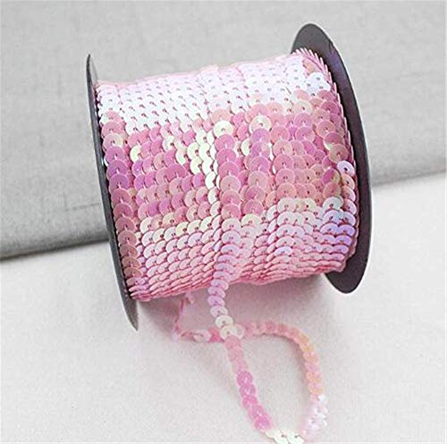 Hava Kolari Paillettenband Pailletten Glänzendes Handwerk Ordnungsrolle Hochzeit Dekorationen DIY Kleidung und Schmuck 90m*6mm (Rosa) von Hava Kolari