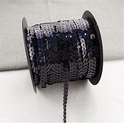 Hava Kolari Paillettenband Pailletten Glänzendes Handwerk Ordnungsrolle Hochzeit Dekorationen DIY Kleidung und Schmuck 90m*6mm (Schwarz) von Hava Kolari