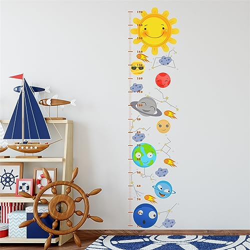 Hava Kolari Wandaufkleber Höhentabelle Wandtattoo Solarsystem Wandaufkleber Messlatte Wandsticker Kinderzimmer Mädchen Jungs Babyzimmer Wanddeko von Hava Kolari