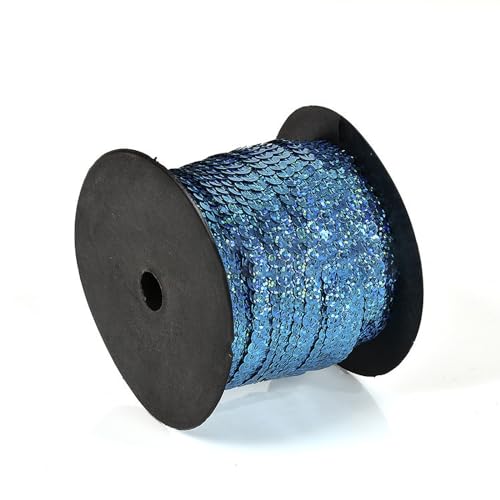 Pailletten Bänder 90 m Pailletten Band 6 mm Breites Bortenband Glänzende Paillettenbänder für DIY Handwerk Bastelprojekte Tanzbekleidungen Armband Dekorationen (Laser See Blau) von Hava Kolari