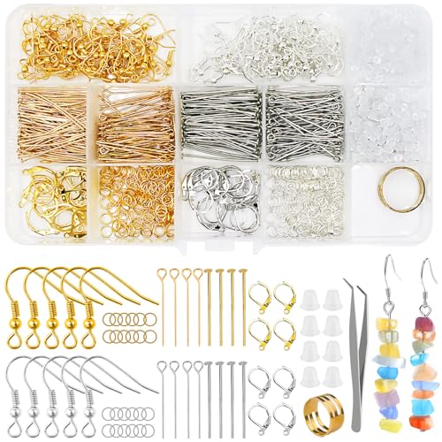 HavaCue 1350 Stück Ohrringe Selber Machen Set, 925 Ohrring Haken für Anfänger und Erwachsene, Ohrringe Basteln Set für die Schmuckherstellung die Reparatur von Ohrringen Armband Halskette DIY von HavaCue ㅤ