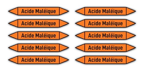 Aufkleber: 100x15 mm, 10 Stück - Groupe 6 - Acides - Rohrleitungskennzeichnung - nach DIN 2403 - Sprache: französisch - Acide Maléique von Havati