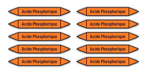 Aufkleber: 100x15 mm, 10 Stück - Groupe 6 - Acides - Rohrleitungskennzeichnung - nach DIN 2403 - Sprache: französisch - Acide Phosphorique von Havati