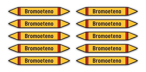 Aufkleber: 100x15 mm, 10 Stück - Grupo 4 - Gases Inflamables - Rohrleitungskennzeichnung - nach DIN 2403 - Sprache: spanisch - Bromoeteno von Havati
