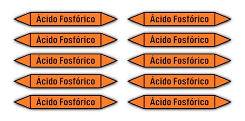 Aufkleber: 100x15 mm, 10 Stück - Grupo 6 - Ácidos - Rohrleitungskennzeichnung - nach DIN 2403 - Sprache: spanisch - Ácido Fosfórico von Havati