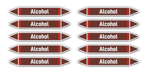 Aufkleber: 100x15 mm, 10 Stück - Grupo 8 - Líquidos Inflamables - Rohrleitungskennzeichnung - nach DIN 2403 - Sprache: spanisch - Alcohol von Havati