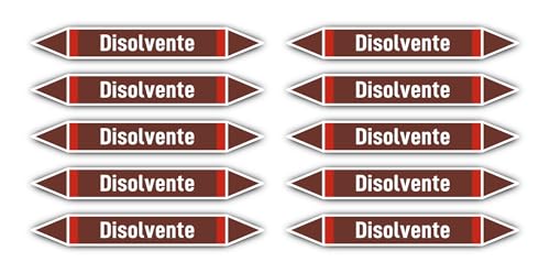 Aufkleber: 100x15 mm, 10 Stück - Grupo 8 - Líquidos Inflamables - Rohrleitungskennzeichnung - nach DIN 2403 - Sprache: spanisch - Disolvente von Havati