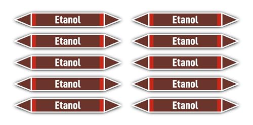 Aufkleber: 100x15 mm, 10 Stück - Grupo 8 - Líquidos Inflamables - Rohrleitungskennzeichnung - nach DIN 2403 - Sprache: spanisch - Etanol von Havati