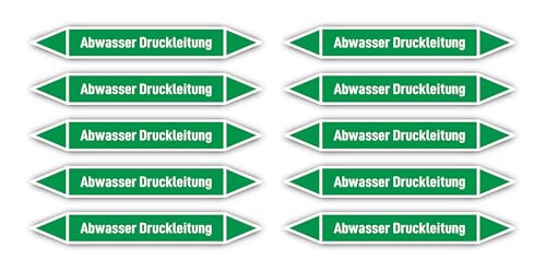 Aufkleber: 100x15 mm, 10 Stück - Gruppe 1 - Wasser - Rohrleitungskennzeichnung - nach DIN 2403 - Sprache: deutsch - Abwasser Druckleitung von Havati