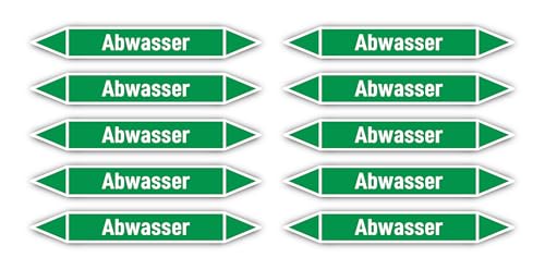 Aufkleber: 100x15 mm, 10 Stück - Gruppe 1 - Wasser - Rohrleitungskennzeichnung - nach DIN 2403 - Sprache: deutsch - Abwasser von Havati