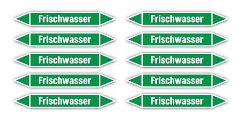 Aufkleber: 100x15 mm, 10 Stück - Gruppe 1 - Wasser - Rohrleitungskennzeichnung - nach DIN 2403 - Sprache: deutsch - Frischwasser von Havati