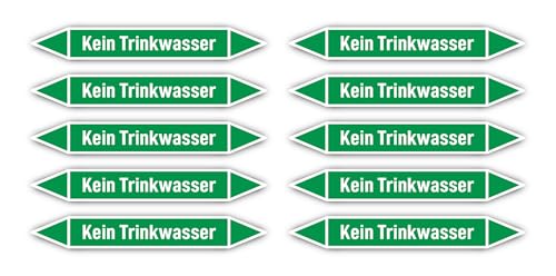 Aufkleber: 100x15 mm, 10 Stück - Gruppe 1 - Wasser - Rohrleitungskennzeichnung - nach DIN 2403 - Sprache: deutsch - Kein Trinkwasser von Havati