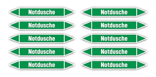 Aufkleber: 100x15 mm, 10 Stück - Gruppe 1 - Wasser - Rohrleitungskennzeichnung - nach DIN 2403 - Sprache: deutsch - Notdusche von Havati