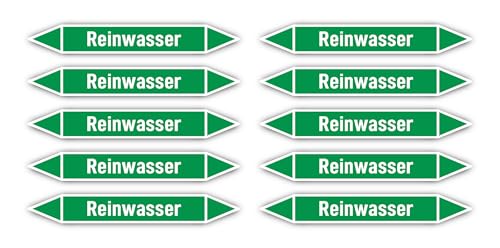 Aufkleber: 100x15 mm, 10 Stück - Gruppe 1 - Wasser - Rohrleitungskennzeichnung - nach DIN 2403 - Sprache: deutsch - Reinwasser von Havati