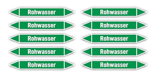 Aufkleber: 100x15 mm, 10 Stück - Gruppe 1 - Wasser - Rohrleitungskennzeichnung - nach DIN 2403 - Sprache: deutsch - Rohwasser von Havati