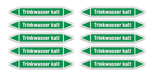 Aufkleber: 100x15 mm, 10 Stück - Gruppe 1 - Wasser - Rohrleitungskennzeichnung - nach DIN 2403 - Sprache: deutsch - Trinkwasser kalt von Havati