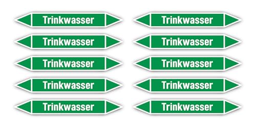 Aufkleber: 100x15 mm, 10 Stück - Gruppe 1 - Wasser - Rohrleitungskennzeichnung - nach DIN 2403 - Sprache: deutsch - Trinkwasser von Havati