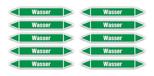 Aufkleber: 100x15 mm, 10 Stück - Gruppe 1 - Wasser - Rohrleitungskennzeichnung - nach DIN 2403 - Sprache: deutsch - Wasser von Havati