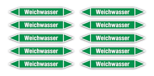 Aufkleber: 100x15 mm, 10 Stück - Gruppe 1 - Wasser - Rohrleitungskennzeichnung - nach DIN 2403 - Sprache: deutsch - Weichwasser von Havati