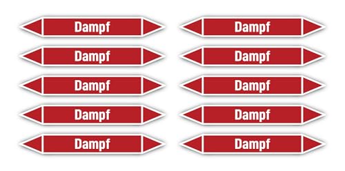 Aufkleber: 100x15 mm, 10 Stück - Gruppe 2 - Dampf - Rohrleitungskennzeichnung - nach DIN 2403 - Sprache: deutsch - Dampf von Havati