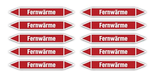 Aufkleber: 100x15 mm, 10 Stück - Gruppe 2 - Dampf - Rohrleitungskennzeichnung - nach DIN 2403 - Sprache: deutsch - Fernwärme von Havati