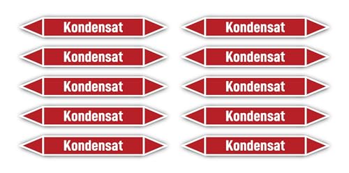 Aufkleber: 100x15 mm, 10 Stück - Gruppe 2 - Dampf - Rohrleitungskennzeichnung - nach DIN 2403 - Sprache: deutsch - Kondensat von Havati