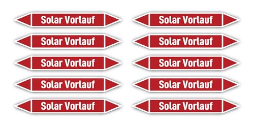 Aufkleber: 100x15 mm, 10 Stück - Gruppe 2 - Dampf - Rohrleitungskennzeichnung - nach DIN 2403 - Sprache: deutsch - Solar Vorlauf von Havati