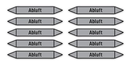 Aufkleber: 100x15 mm, 10 Stück - Gruppe 3 - Luft - Rohrleitungskennzeichnung - nach DIN 2403 - Sprache: deutsch - Abluft von Havati